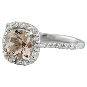 Morganite Diamond Ring 14K White Gold