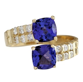 Tanzanite Diamond Ring 14K Yellow Gold