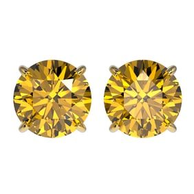 2.57 ctw Certified Intense Yellow Diamond Stud Earrings 10k Yellow Gold