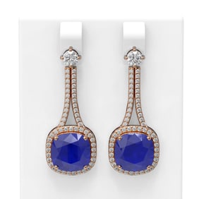 12.28 ctw Sapphire & Diamond Earrings 18K Rose Gold