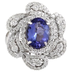 Tanzanite Diamond Ring 14K White Gold
