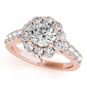 2.35 ctw Certified VS/SI Diamond Halo Ring 18k Rose Gold