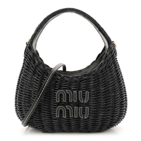 Miu Miu Wicker Wander Hobo Black