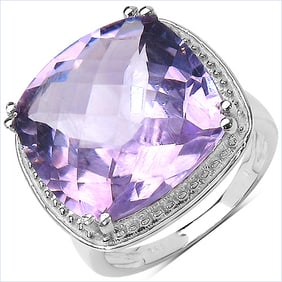11.93 CT Genuine Amethyst 14K White