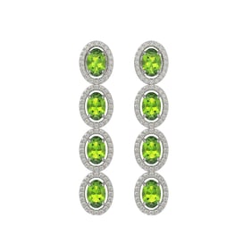 5.88 ctw Peridot & Diamond Micro Pave Halo Earrings 10k White Gold