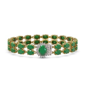 30.12 ctw Emerald & Diamond Bracelet 14K Yellow Gold