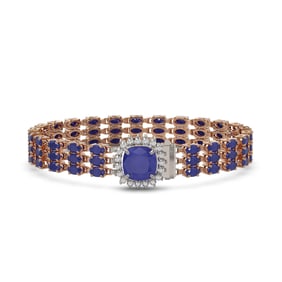 31.91 ctw Sapphire & Diamond Bracelet 14K Rose Gold
