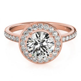 1.08 ctw Certified VS/SI Diamond Halo Ring 18k Rose Gold