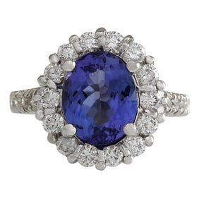 Tanzanite Diamond Ring 14K White Gold