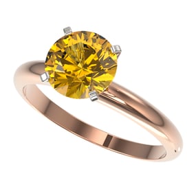 2 ctw Certified Intense Yellow Diamond Engagment Ring 10k Rose Gold