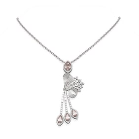 8.39 ctw Morganite & Diamond Necklace 18K White Gold
