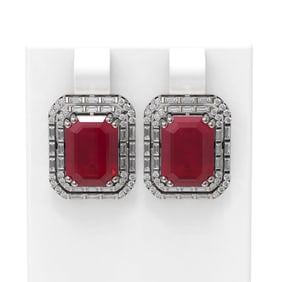 13.25 ctw Ruby & Diamond Earrings 18K White Gold