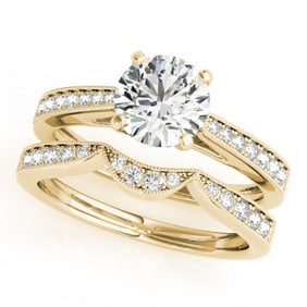 0.94 ctw Certified VS/SI Diamond 2pc Wedding Set 14k Yellow Gold
