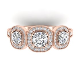 2.25 ctw Certified VS/SI Diamond 3 Stone Micro Ring 14k Rose Gold
