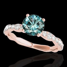 1.4 ctw SI Certified Fancy Blue Diamond Solitaire Ring 10k Rose Gold