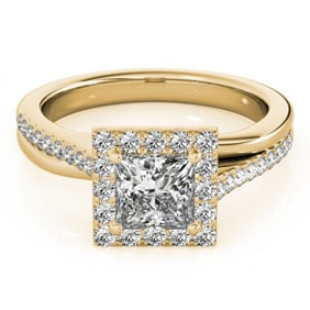 1.5 ctw Certified VS/SI Princess Diamond Halo Ring 18k Yellow Gold