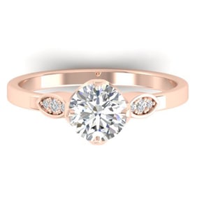 1.05 ctw Certified VS/SI Diamond Art Deco Ring 14k Rose Gold