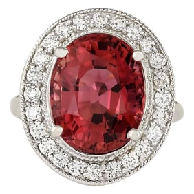 Tourmaline Diamond Ring 14K White Gold