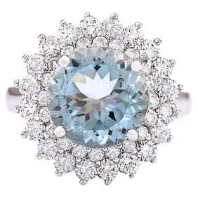 Natural Aquamarine 14 Karat White Gold