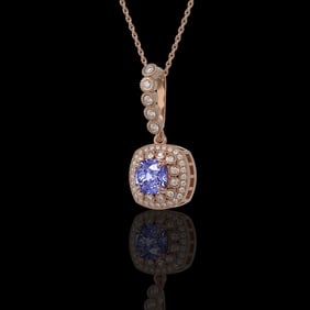 2.6 ctw Tanzanite & Diamond Victorian Necklace 14K Rose Gold