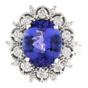 Elegant Natural Tanzanite Diamond Ring In