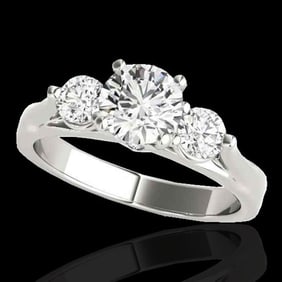1.75 ctw Certified Diamond 3 Stone Ring 10k White Gold