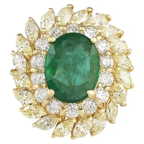 Emerald 14K Yellow Gold Diamond Ring