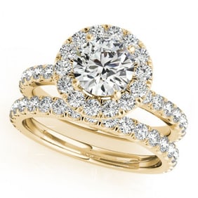 2.54 ctw Certified VS/SI Diamond 2pc Wedding Set Halo 14k Yellow Gold