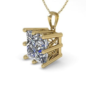 1 ctw Certified VS/SI Princess Diamond Necklace 18k Yellow Gold