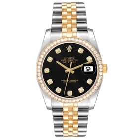 Rolex Datejust Black Dial Steel Yellow