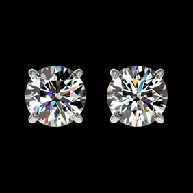 1 ctw Certified Quality Diamond Stud Earrings 10k White Gold