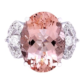 Morganite Diamond Ring 14K White Gold