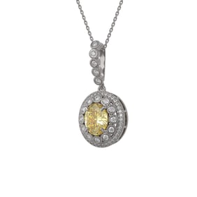 3.87 ctw Canary Citrine & Diamond Victorian Necklace 14K White Gold