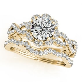 1.93 ctw Certified VS/SI Diamond 2pc Wedding Set Halo 14k Yellow Gold