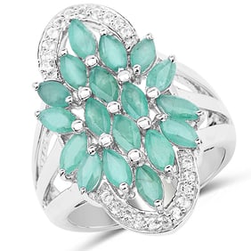 2.74 CT Genuine Emerald and White