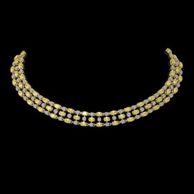 51.17 ctw Fancy Citrine & Diamond Necklace 10K Yellow Gold