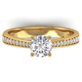 1.01 ctw Certified VS/SI Diamond Art Deco Ring 14k Yellow Gold