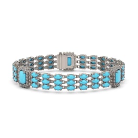20.55 ctw Turquoise & Diamond Bracelet 14K White Gold