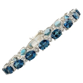 Topaz 14K White Gold Diamond Bracelet