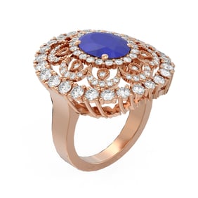 6.41 ctw Sapphire & Diamond Ring 18K Rose Gold