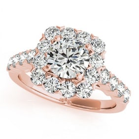 2.22 ctw Certified VS/SI Diamond Halo Ring 18k Rose Gold