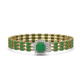 31.91 ctw Emerald & Diamond Bracelet 14K Yellow Gold