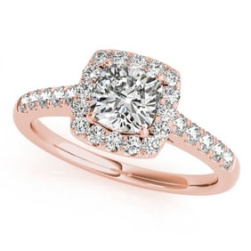 1.45 ctw Certified VS/SI Cushion Diamond Halo Ring 18k Rose Gold
