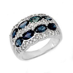 3.25 ctw Blue Sapphire & Diamond Ring 14k White Gold