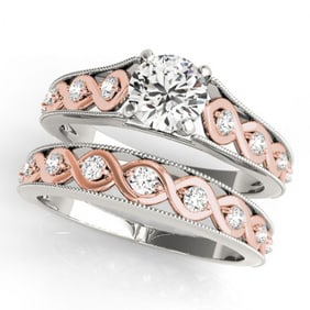 1.12 ctw Certified VS/SI Diamond Solitaire 2pc Set 14k 2Tone Gold