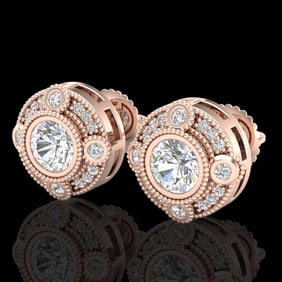 1.5 ctw VS/SI Diamond Solitaire Art Deco Stud Earrings 18k Rose Gold
