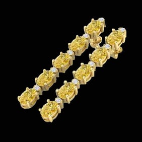 15.47 ctw Citrine & VS/SI Certified Diamond Tennis Earrings 10k Yellow Gold