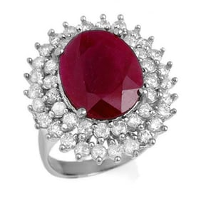 9.83 ctw Ruby & Diamond Ring 18k White Gold