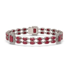 19.49 ctw Ruby & Diamond Bracelet 14K White Gold