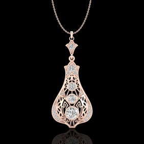 1.75 ctw VS/SI Diamond Solitaire Art Deco Stud Necklace 18k Rose Gold